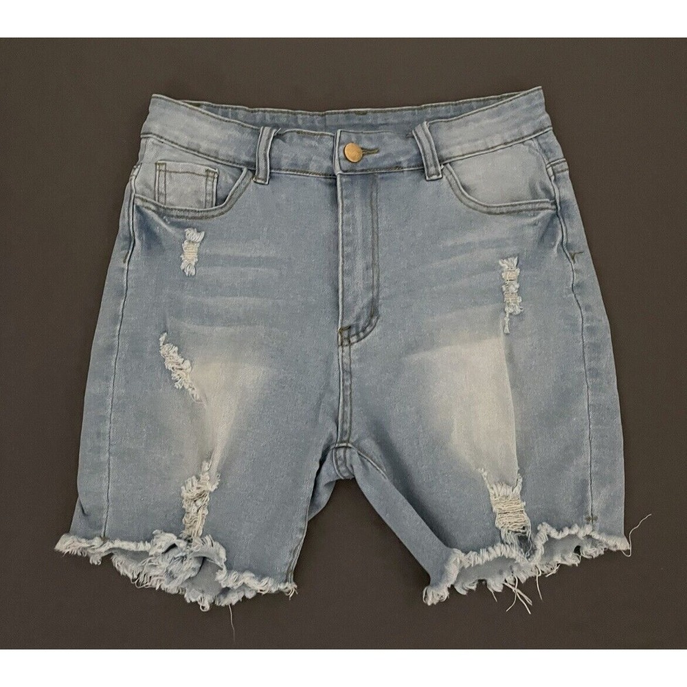 Shein Shorts Womens Size Medium 6 Denim Distressed‎ High Rise Medium Wash